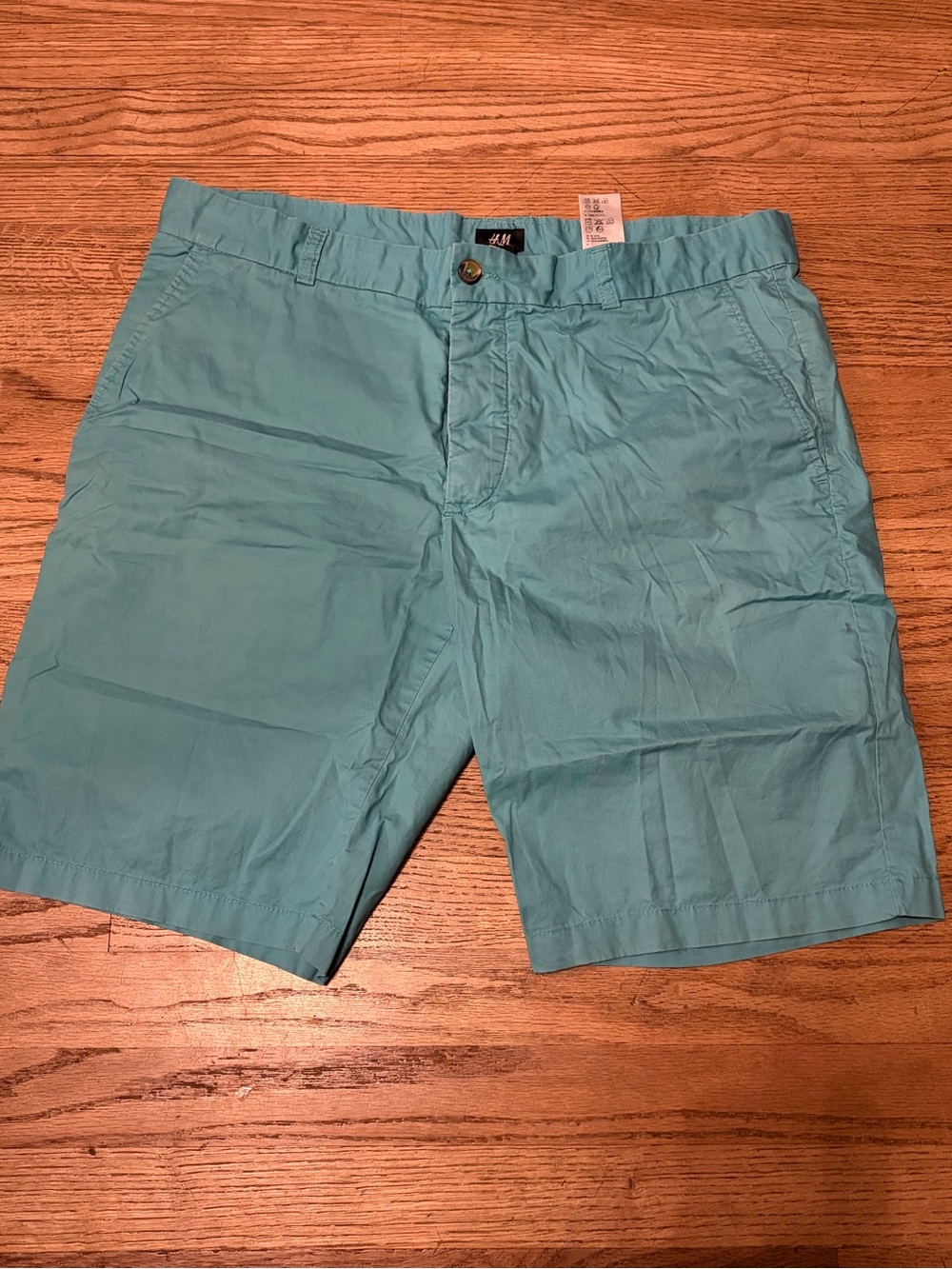 H&M Men’s Teal Flat Front Casual Shorts